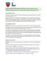 Environmental Education Activities to Do at Home from Virginia Department of Forestry and Project Learning Tree