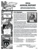 Holiday Lake Forestry Camp Annual Report 2016