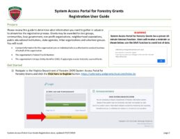 System Access Portal for Forestry Grants User Guide - Registration User Guide
