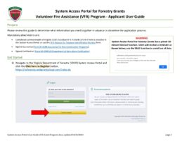 System Access Portal for Forestry Grants User Guide - Volunteer Fire Assistance Grants