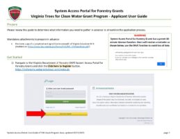 System Access Portal for Forestry Grants User Guide - Virginia Trees for Clean Water Grants