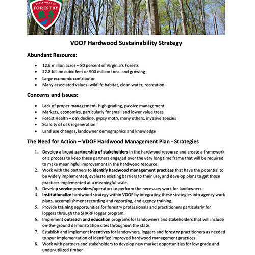 VDOF Hardwood Sustainablity Strategy