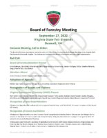 Board of Forestry Meeting Minutes 2022-09-27