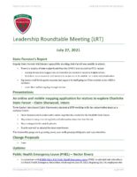 Leadership Roundtable Meeting Minutes 2021-07-27