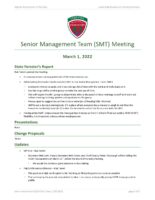 Senior Management Team Meeting Minutes 2022-03-01