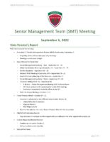 Senior Management Team Meeting Minutes 2022-09-06