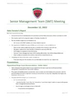 Senior Management Team Meeting Minutes 2022-12-12