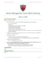 Senior Management Team Meeting Minutes 2024-03-05